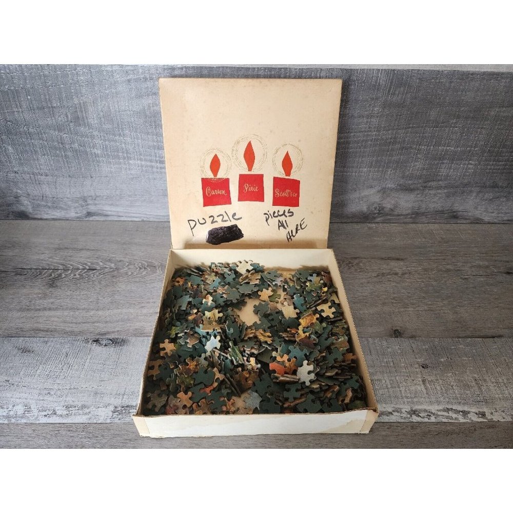 Vintage Carson Pirie Scott Gift Box & Mystery Puzzle - 1940s 1950s 500 Pcs